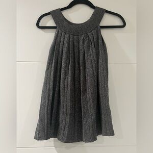 GRACE Metallic Pleated Tank Top Silver Sparkle Glam Size S Silk Blend